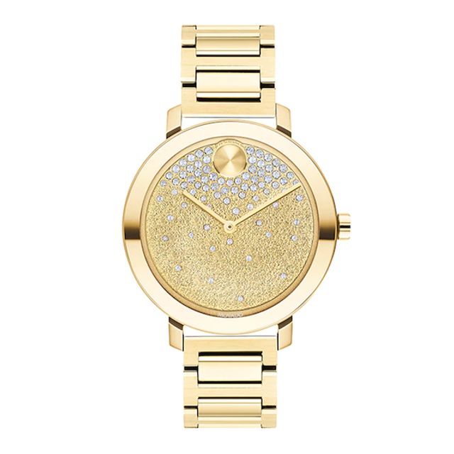 Ladies' Movado BoldÂ® Evolution Crystal Accent Gold-Tone IP Watch with Gold-Tone Dial (Model: 3600705)