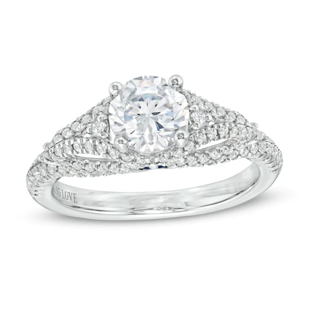 Vera Wang Love Collection 1-3/8 CT. T.w. Certified Diamond Split Shank Engagement Ring in 14K White Gold (I/Si2)