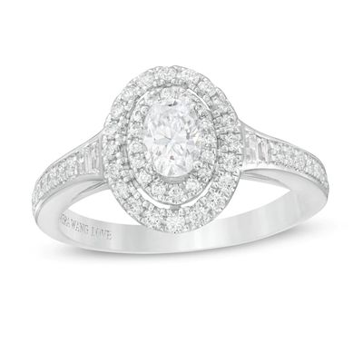 Vera Wang Love Collection 3/4 CT. T.w. Diamond Double Oval Frame Engagement Ring in 14K White Gold