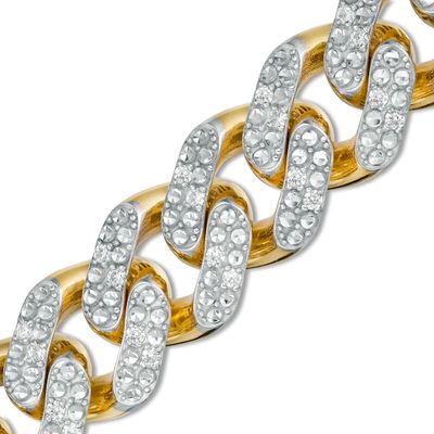 1-1/5 CT. T.w. Diamond Curb Chain Bracelet in Hollow 10K Gold - 7.5"