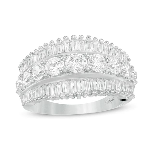 Marilyn Monroeâ¢ Collection 2 CT. T.w. Baguette and Round Diamond Multi-Row Ring in 14K White Gold