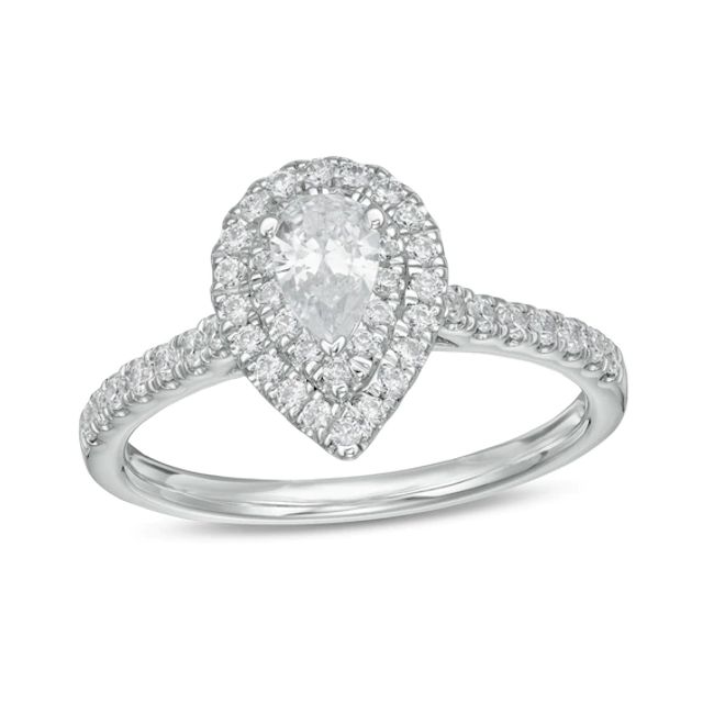 7/8 CT. T.w. Pear-Shaped Diamond Double Frame Engagement Ring in 10K White Gold (I/I2)