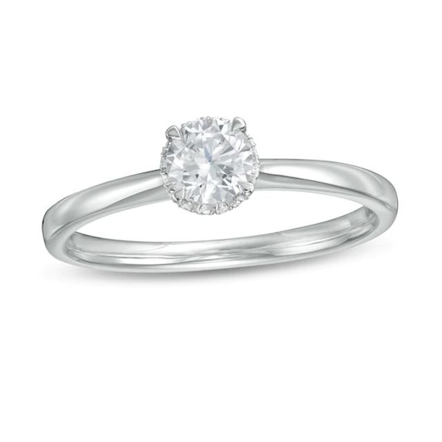 3/8 CT. T.w. Diamond Frame Engagement Ring in 14K White Gold (I/I2)