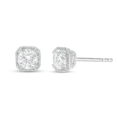 1/2 CT. T.w. Certified Diamond Solitaire Vintage-Style Frame Stud Earrings in 14K White Gold (I/I2)