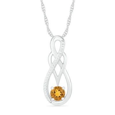 Citrine and 1/20 CT. T.w. Diamond Overlay Infinity Pendant in Sterling Silver