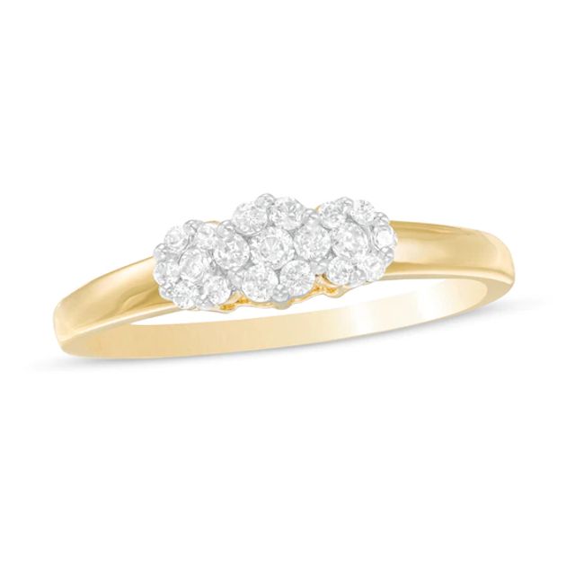 1/4 CT. T.w. Diamond Three Stone Flower Ring in 10K Gold