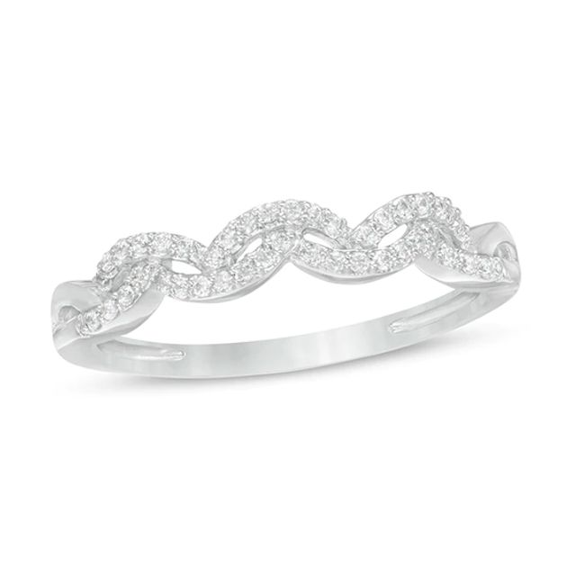 1/6 CT. T.w. Diamond Double Wave Stackable Band in 10K White Gold