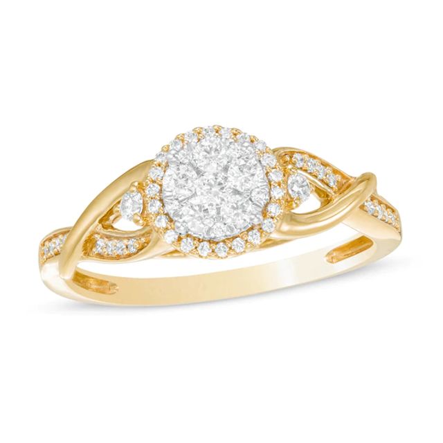 1/3 CT. T.w. Composite Diamond Frame Twist Shank Ring in 10K Gold