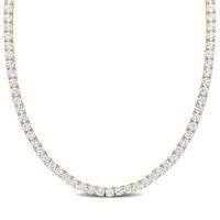 4.0mm Lab-Created White Sapphire Tennis Necklace in Sterling Silver with Yellow Rhodium - 17"