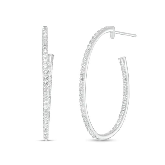1 CT. T.w. Diamond Inside-Out Open Oval Hoop Earrings in 10K White Gold