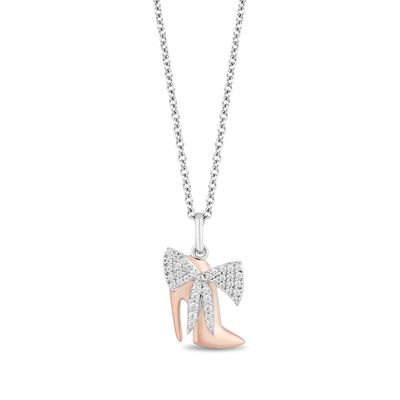 Enchanted Disney Villains Cruella De Vil 1/6 CT. T.w. Diamond Shoe Pendant in Sterling Silver and 10K Rose Gold - 19"