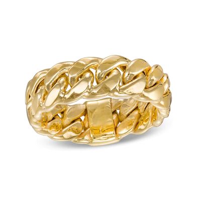 Ladies' 7.0mm Curb Chain Link Ring in 10K Gold - Size 7