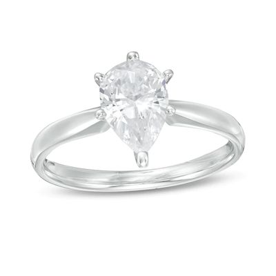 1 CT. T.w. Certified Pear-Shaped Diamond Solitaire Engagement Ring in 14K White Gold (I/I2)