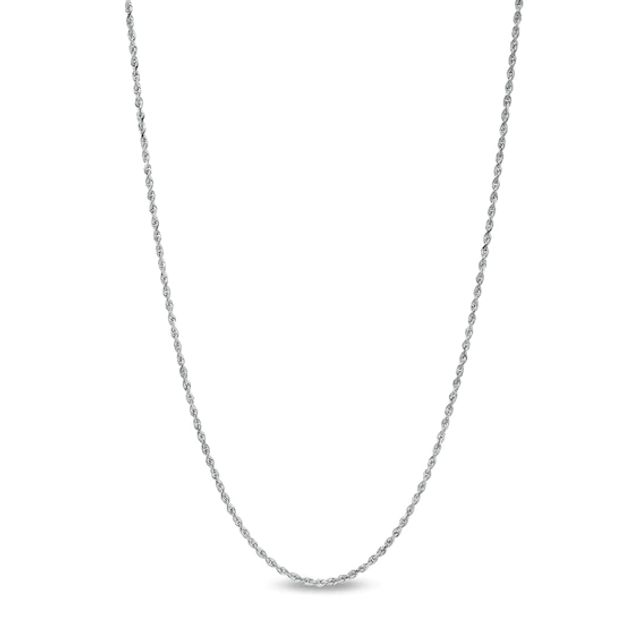 1.6mm Glitter Rope Chain Necklace in Solid 10K White Gold - 18"
