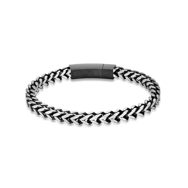 Men's 6.0mm Multi-Finish Foxtail Chain Bracelet in Solid Stainless Steel and Black Ion-Plate - 9"