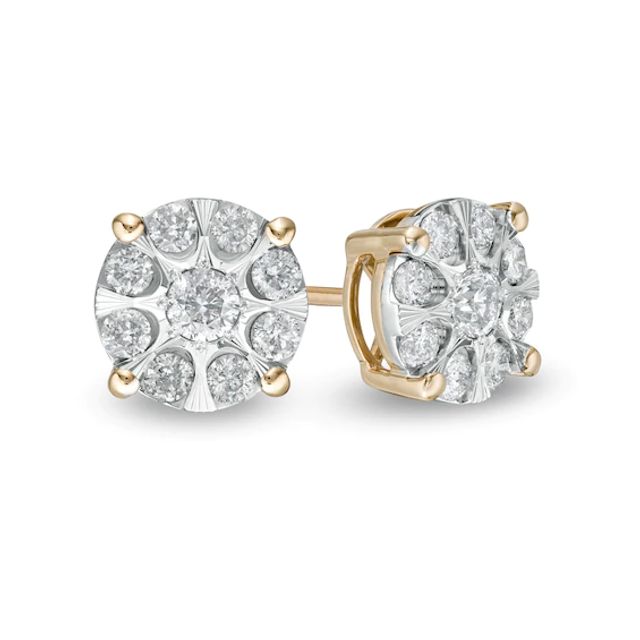 1/2 CT. T.w. Multi-Diamond Stud Earrings in 10K Two-Tone Gold