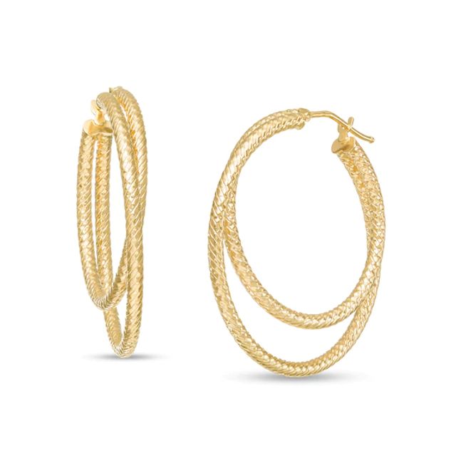 Made in Italy Diamond-Cut Layered Double Hoop Earrings in 14K Gold