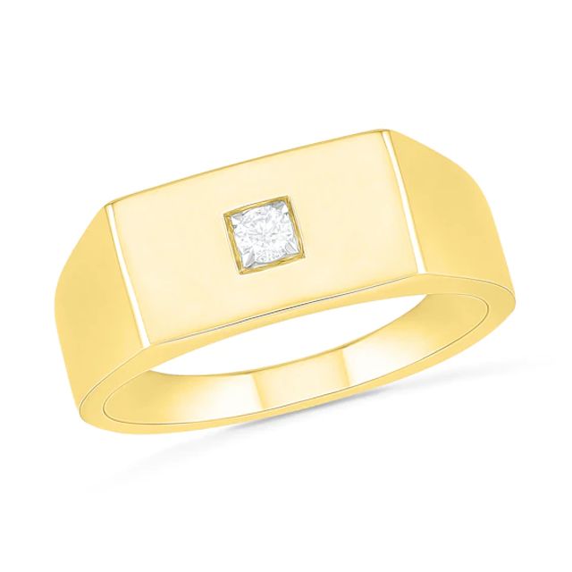 Men's 1/15 CT. Diamond Solitaire Square-Top Wedding Band in 10K Gold