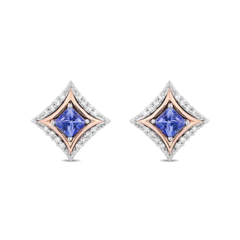 Enchanted Disney Ultimate Princess Celebration Tanzanite and 1/10 CT. T.w. Diamond Stud Earrings in Sterling Silver