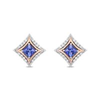 Enchanted Disney Ultimate Princess Celebration Tanzanite and 1/10 CT. T.w. Diamond Stud Earrings in Sterling Silver