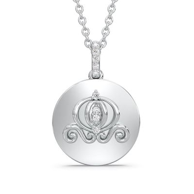 Enchanted Disney Cinderella 1/20 CT. T.w. Diamond Carriage Disc Pendant in Sterling Silver (1 Line)