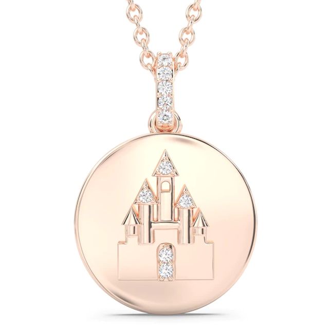 Enchanted Disney 1/20 CT. T.w. Diamond Majestic Castle Disc Pendant in 10K Gold (1 Line)