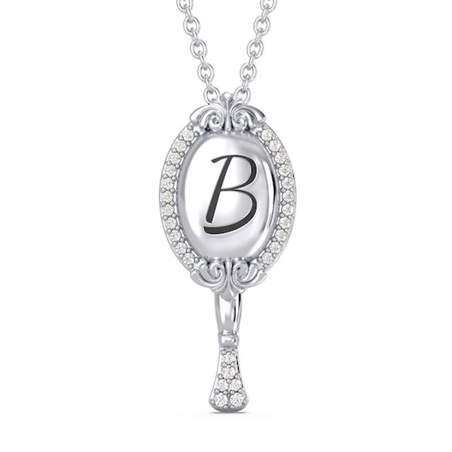 Enchanted Disney Belle 1/10 CT. T.w. Diamond Mirror Pendant in Sterling Silver (1 Initial)