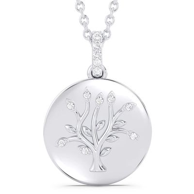 Enchanted Disney Pocahontas 1/20 CT. T.w. Diamond Tree of Life Disc Pendant in Sterling Silver (1 Line)