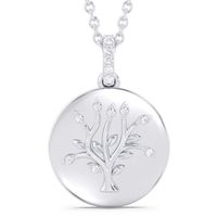 Enchanted Disney Pocahontas 1/20 CT. T.w. Diamond Tree of Life Disc Pendant in Sterling Silver (1 Line)