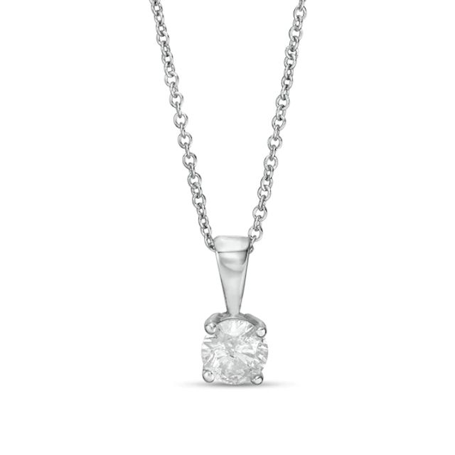 3/8 CT. Diamond Solitaire Pendant in 10K White Gold (I/I3) - 18"