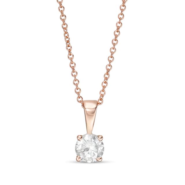 1/2 CT. Diamond Solitaire Pendant in 10K Rose Gold (I/I3) - 18"