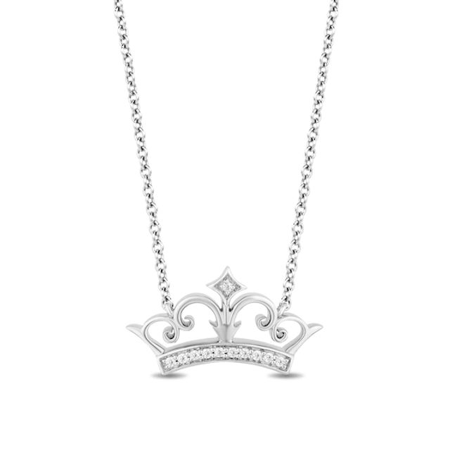 Enchanted Disney Ultimate Princess Celebration 1/10 CT. T.w. Diamond Tiara Necklace in Sterling Silver - 19"