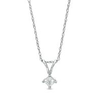 1/6 CT. Princess-Cut Diamond Solitaire Tilted Pendant in 14K White Gold (J/I3)