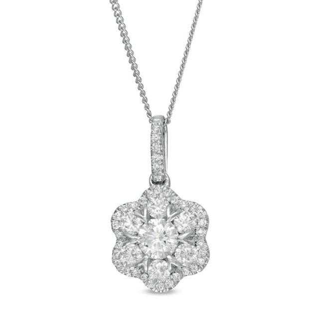 Zales Private Collection 1/2 CT. T.w. Certified Diamond Frame Flower Pendant in 14K White Gold (F/I2)