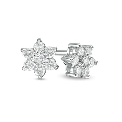 1/5 CT. T.w. Composite Diamond Snowflake Stud Earrings in 10K White Gold