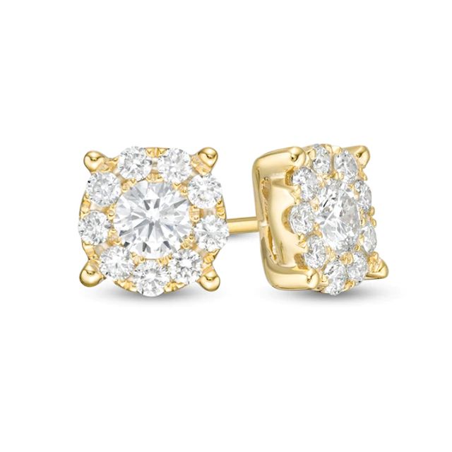 1 CT. T.w. Diamond Frame Stud Earrings in 14K Gold