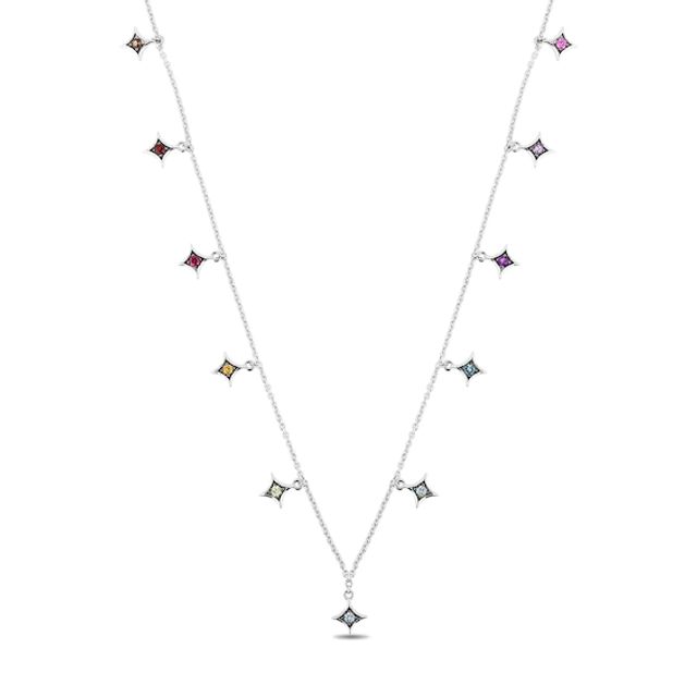 Enchanted Disney Ultimate Princess Celebration Multi-Gemstone Station Necklace in Sterling Silver - 17"