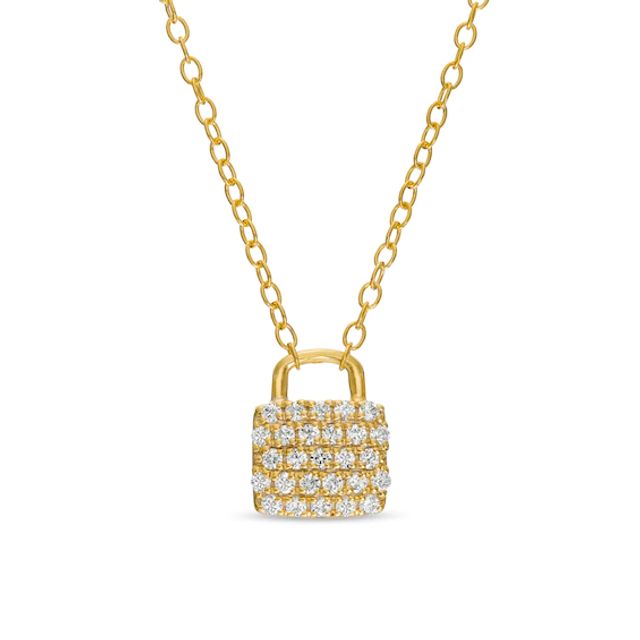 1/5 CT. T.w. Diamond Lock Necklace in 10K Gold