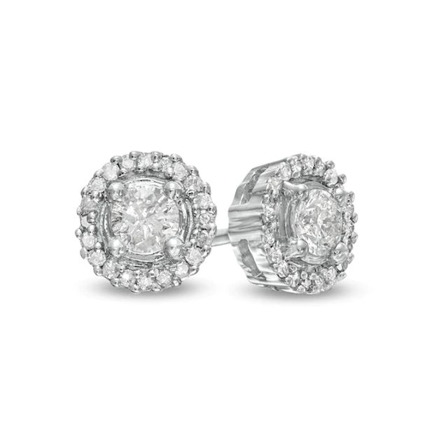 3/8 CT. T.w. Diamond Frame Stud Earrings in 10K White Gold