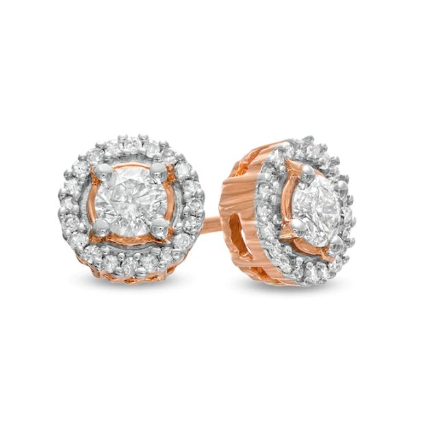 3/8 CT. T.w. Diamond Frame Stud Earrings in 10K Rose Gold