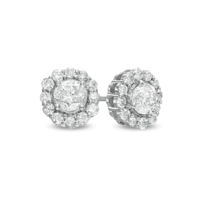 7/8 CT. T.w. Diamond Frame Stud Earrings in 10K White Gold