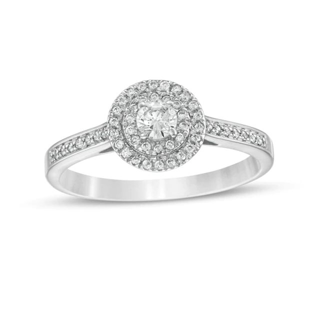 1/3 CT. T.w. Diamond Double Frame Engagement Ring in 10K White Gold