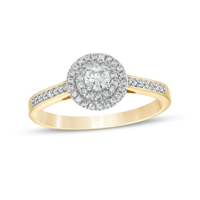 1/3 CT. T.w. Diamond Double Frame Engagement Ring in 10K Gold