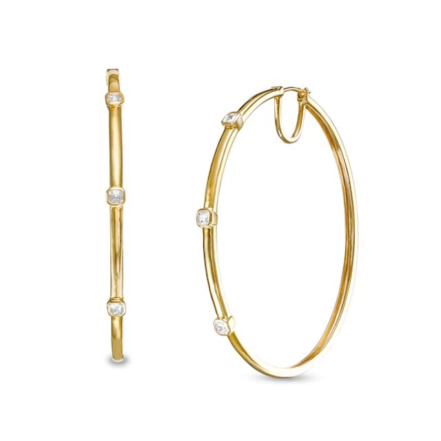 7/8 CT. T.w. Princess-Cut Diamond Hoop Earrings in 10K Gold