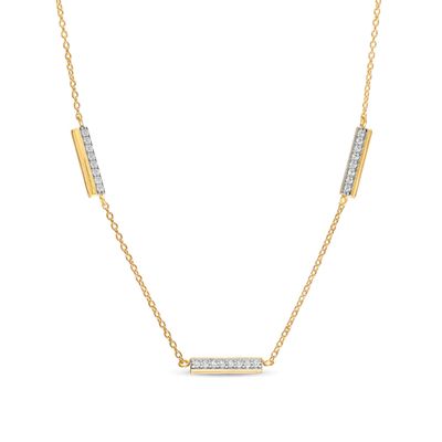 1/10 CT. T.w. Diamond Triple Bar Necklace in 10K Gold - 17"
