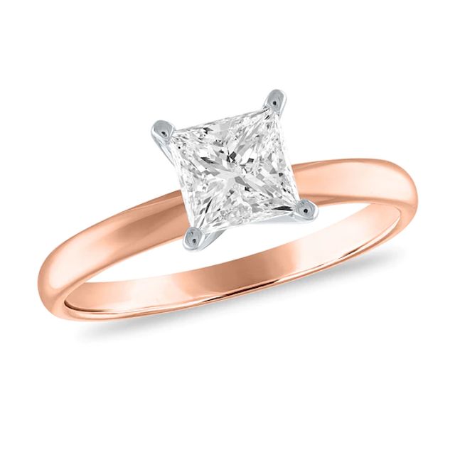 2 CT. Certified Princess-Cut Diamond Solitaire Engagement Ring in 14K Rose Gold (I/I2