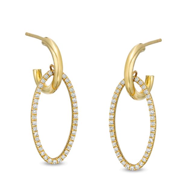 1/3 CT. T.w. Diamond Oval Drop Earrings in 10K Gold