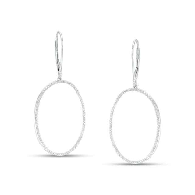 1/2 CT. T.w. Diamond Oval Drop Earrings in 10K White Gold