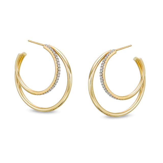 1/4 CT. T.w. Diamond Double Hoop Earrings in 10K Gold