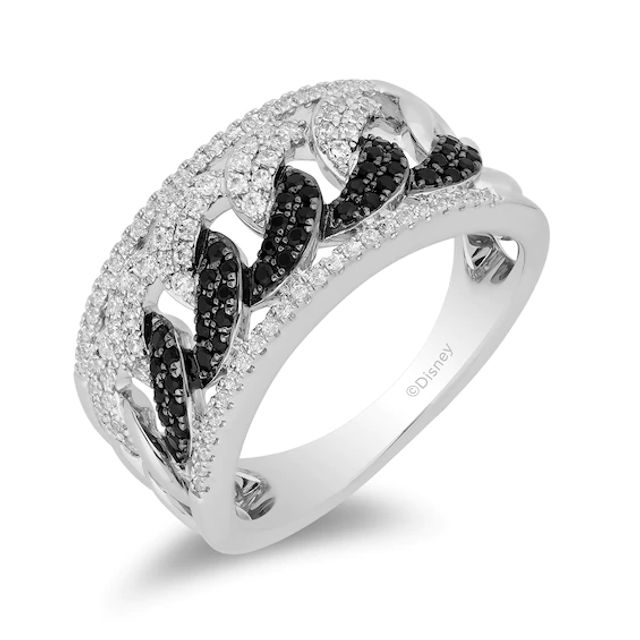 Enchanted Disney Villains Cruella De Vil 5/8 CT. T.w. Black Enhanced and White Diamond Band in 14K White Gold